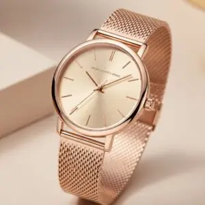 RoseGold Mesh Elegance women’s rose gold luxury watch